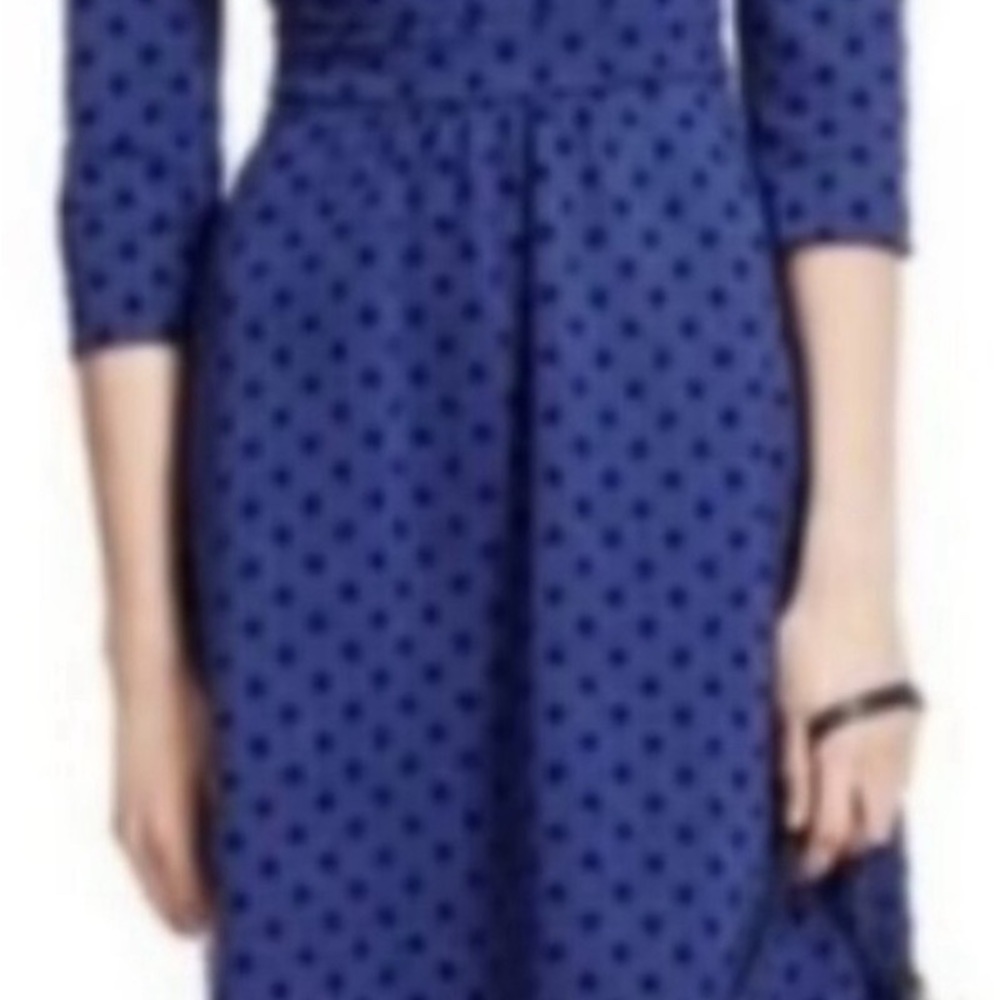 Boden Black Fit and Flare Dress with Cuffed 3/4 Sleeves